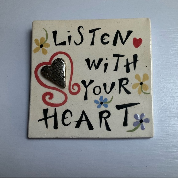 Listen With Your Heart Handmade Ceramic Tile - with Laugh Live Love Heart - Picture 7 of 9